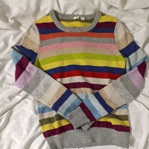 Gap Crew Neck Wool Blend Multi Striped with Sparkles Sweater Jumper Women's Sm